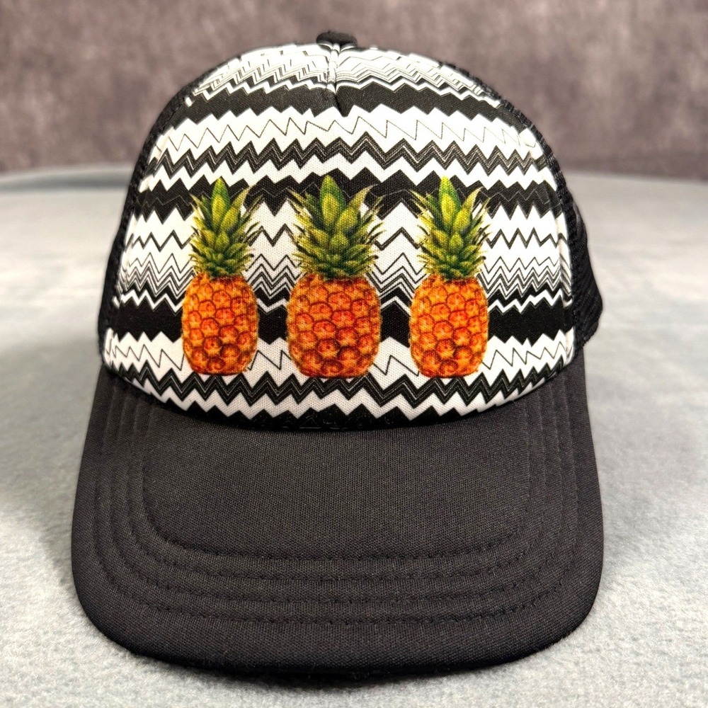 Pineapple Chevron Trucker Hat Black White Snapback‎ Mesh Cap NB181195